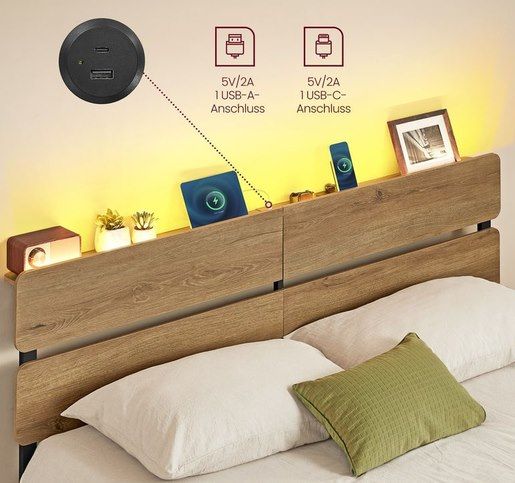 🛌 VASAGLE Doppelbettgestell (160 x 200) aus Metallrahmen & LEDs für 87,99€ (statt 130€) 🛌 VASAGLE Doppelbettgestell (160 x 200) aus Metallrahmen & LEDs für 87,99€ (statt 130€)