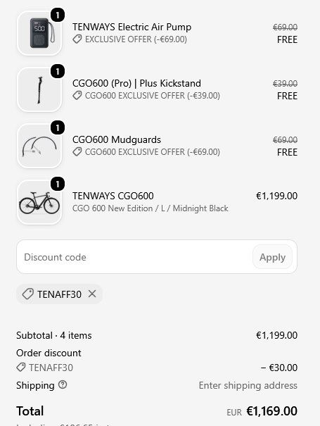 🚲 Tenways CGO600 City E-Bike mit nur 15kg für 1.169€ (statt 1.299€) + Zubehör 🚲 Tenways CGO600 City E Bike mit nur 15kg für 1.169€ (statt 1.299€) + Zubehör