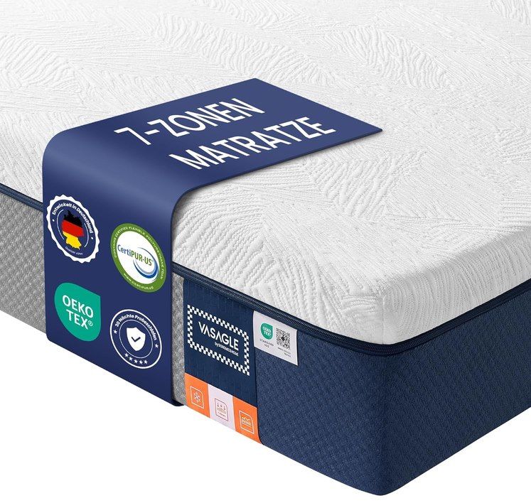 💤 VASAGLE 7 Zone Matratze (160 x 200 cm) aus Gel Memory Schaumstoff, 25 cm & H3 für 124,99€ (statt 155€)