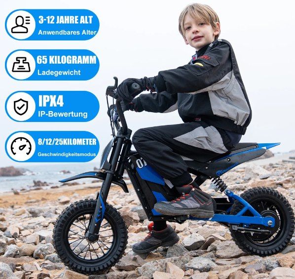 🏍️ EVERCROSS TECH EV12M 300W Elektro Kindermotorrad bis 25 km/h für 180,90€ (statt 285€)