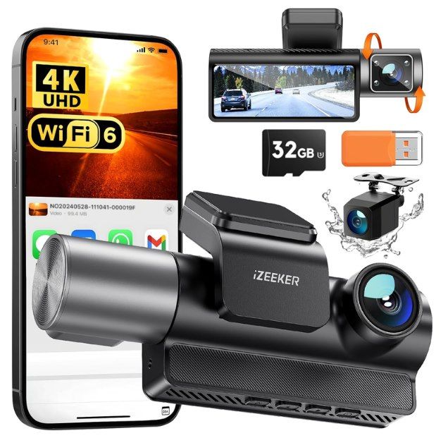 🚗 iZEEKER iD320   4K+1080P+1080P Dashcam mit Wifi 6 + 32GB Speicherkarte für 49,99€ (statt 57€)