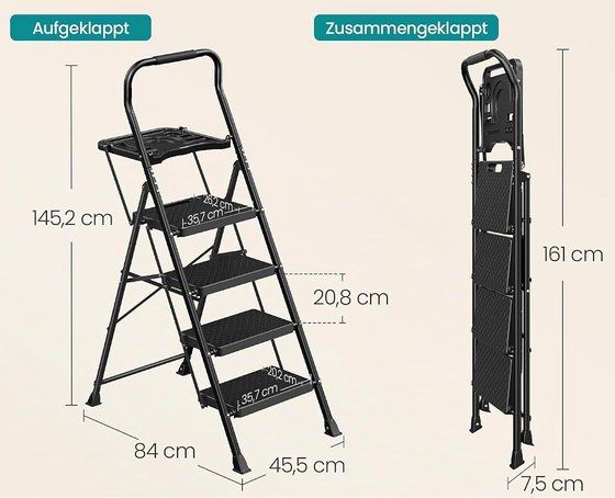 🪜 SONGMICS Trittleiter mit Klapptritt aus Stahl & 4 Stufen für 37,99€ (statt 47€) 🪜 SONGMICS Trittleiter mit Klapptritt aus Stahl & 4 Stufen für 37,99€ (statt 47€)