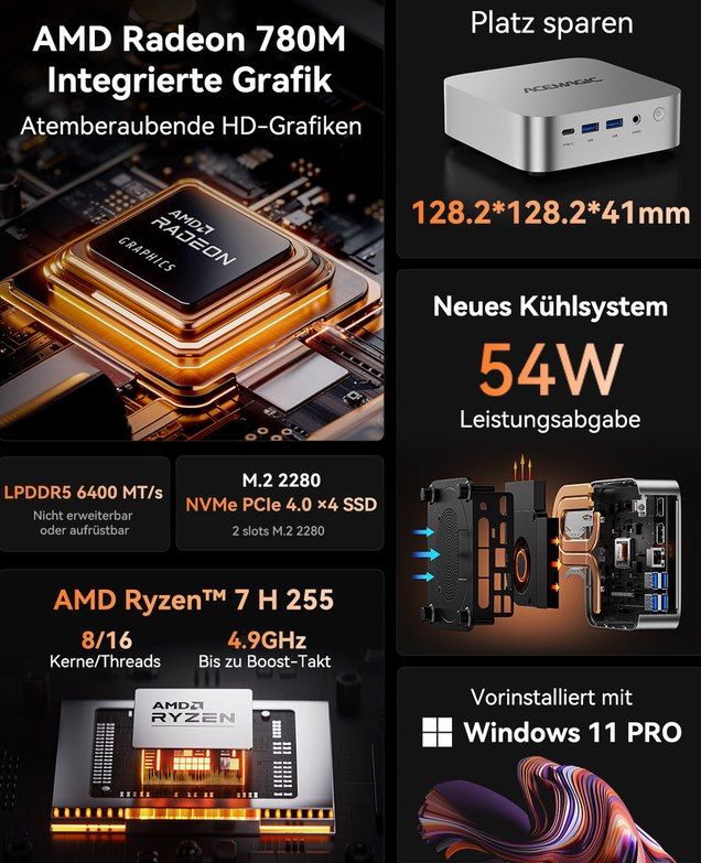 🖥️ ACEMAGIC W1 Mini PC mit AMD Ryzen 7 H255, 16GB & 512GB für 419€ (statt 479€) 🖥️ ACEMAGIC W1 Mini PC mit AMD Ryzen 7 H255, 16GB & 512GB für 419€ (statt 479€)