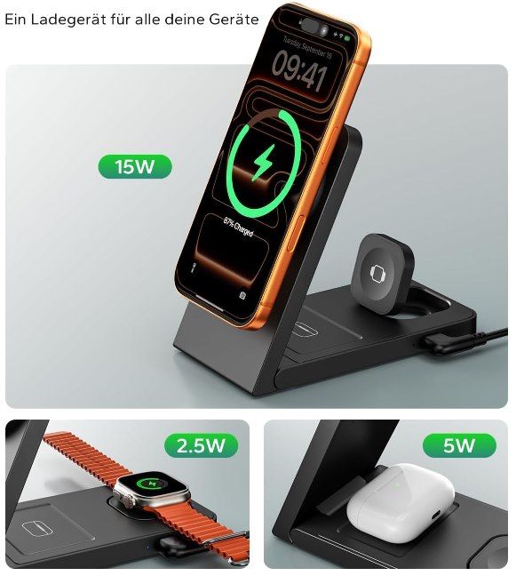 🧲 Eddibox 15W 3in1 Magsafe Ladestation inkl. 30W Netzteil für 19,99€ (statt 30€)