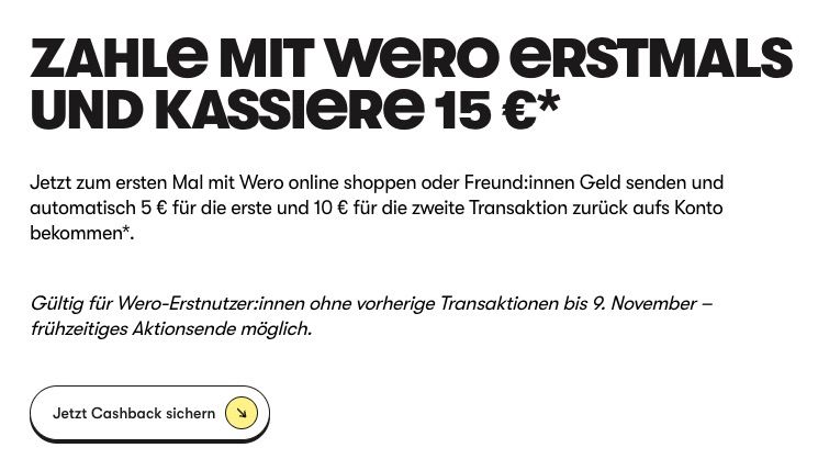 Knaller! đ° Mit Wero Bezahl-App satte 15⏠PrĂ€mie geschenkt đ¶ ab nur 0,02⏠(statt 15âŹ) Knaller! đ° Mit Wero Bezahl App satte 15⏠PrĂ€mie geschenkt đ¶ ab nur 0,02⏠(statt 15âŹ)