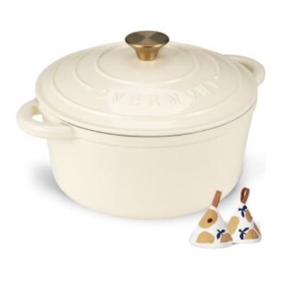 Overmont Bräter Emaille Gusseisen Schmortopf mit 26cm für 49,26€ (statt 58€)