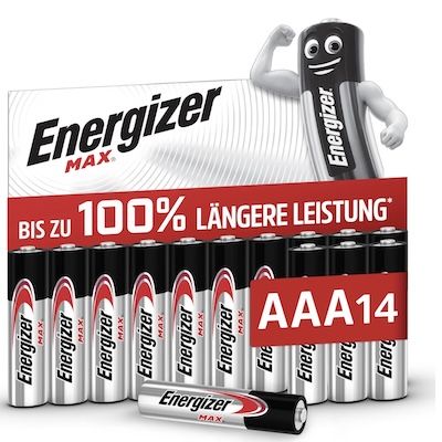 🔋 14x Energizer Max AAA Alkali-Batterien 1,5V für 9,17€ (statt 12€)