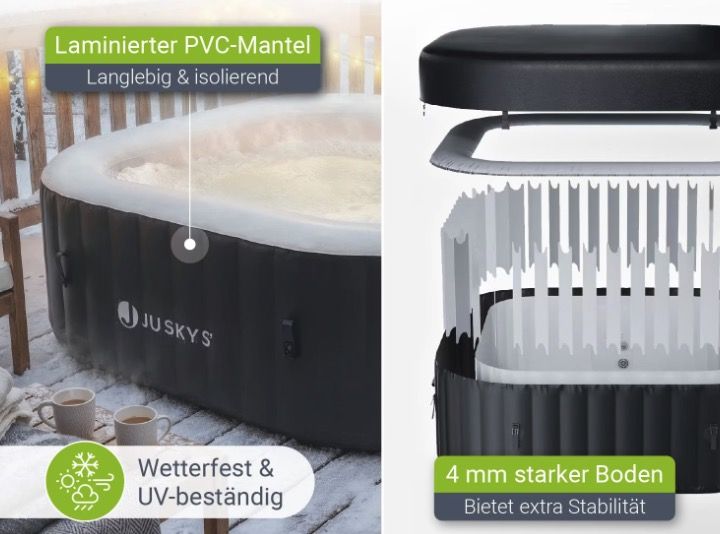 🏠 Juskys Whirlpool SpaLuxe 👙 mit 130 Sprudeldüsen für 306€ (statt 470€) ➡️ in Blau 294€ 🏠 Juskys Whirlpool SpaLuxe 👙 mit 130 Sprudeldüsen für 306€ (statt 470€) ➡️ in Blau 294€