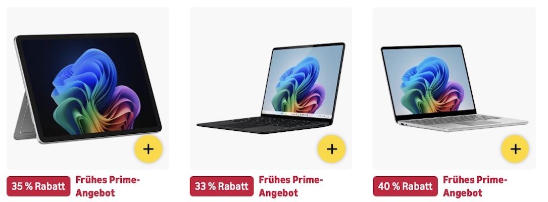 🤑🧑💻 Amazon: Laptops im frühen Prime Sale mit bis -46% z.B. 15″ Microsoft Surface für 1.299€ (statt 1.649€) 🤑🧑💻 Amazon: Laptops im frühen Prime Sale mit bis 46% z.B. 15″ Microsoft Surface für 1.299€ (statt 1.649€)