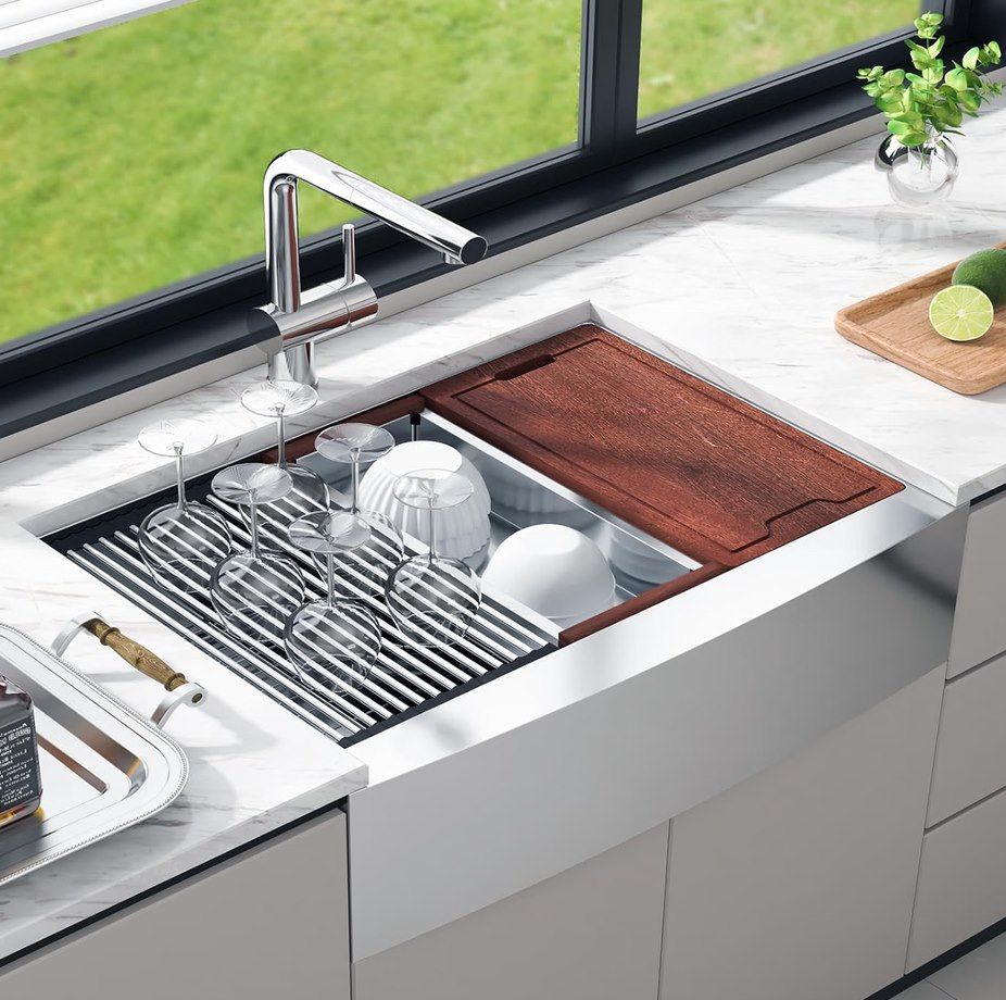 💦 VEVOR Einbauspüle aus Edelstahl mit Schneidebrett, Abtropfkorb & Sieb für 92€ (statt 141€)