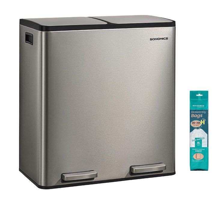 🗑️ SONGMICS Mülleimer 2 x 30L aus Edelstahl mit Softclose-Deckel für 66,99€ (statt 85€)