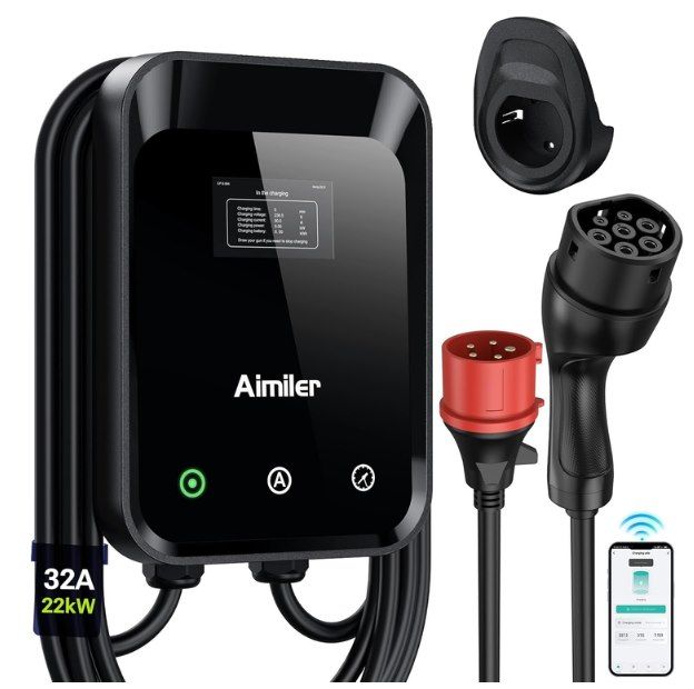🔌 AIMILER 22kW Wallbox mit LCD & App für 171,59€ (statt 286€)