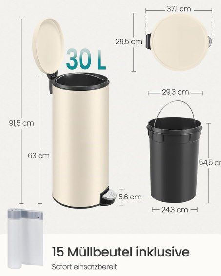 🗑️ SONGMICS Mülleimer (30l) mit Deckel & Softclose für 29,99€ (statt 40€) 🗑️ SONGMICS Mülleimer (30l) mit Deckel & Softclose für 29,99€ (statt 40€)