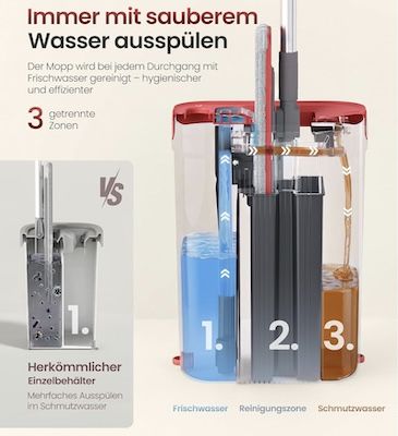 🧼 Songmics Wischmopp-Set mit Eimer, Bodenwischer, 4 Mikrofaserbezüge für 25,56€ (statt 34€) 🧼 Songmics Wischmopp Set mit Eimer, Bodenwischer, 4 Mikrofaserbezüge für 25,56€ (statt 34€)