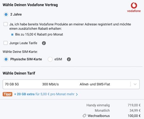 📱 Samsung Galaxy Z Fold 8 für 719€ + Vodafone Allnet 70GB für 34,99€ mtl. + 100€ Bonus 📱 Samsung Galaxy Z Fold 8 für 719€ + Vodafone Allnet 70GB für 34,99€ mtl. + 100€ Bonus