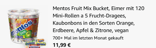 đŹ Mini Mentos Fruit Mix Eimer mit 120 Rollen Kaubonbons ab 11,99⏠(statt 21âŹ) đŹ Mini Mentos Fruit Mix Eimer mit 120 Rollen Kaubonbons ab 11,99⏠(statt 21âŹ)