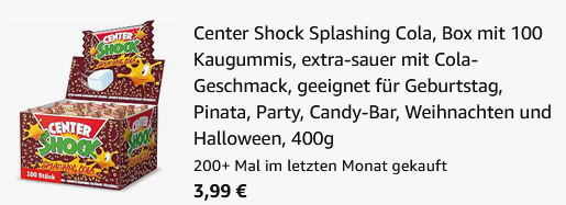 🍬 Center Shock Splashing Cola Box 100er (extra sauer) ab 3,99€ (statt 10€)
