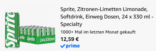 🧃24 Dosen Sprite je 0,33L ab 12,59€ (statt 23€) - nur 0,52€/Dose 🧃24 Dosen Sprite je 0,33L ab 12,59€ (statt 23€) nur 0,52€/Dose