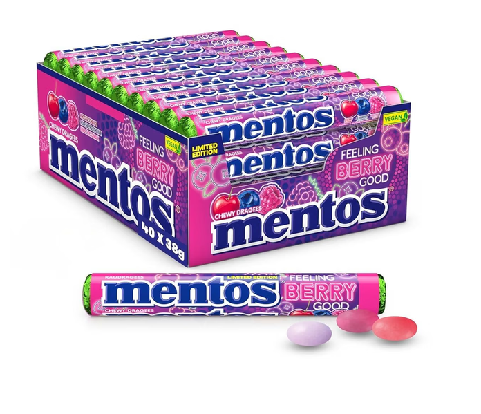 🍬 40 Rollen Mentos Feeling Berry Good Limited Edition Kaubonbons 1,5 kg ‼️ für 14,78€ (statt 28€)