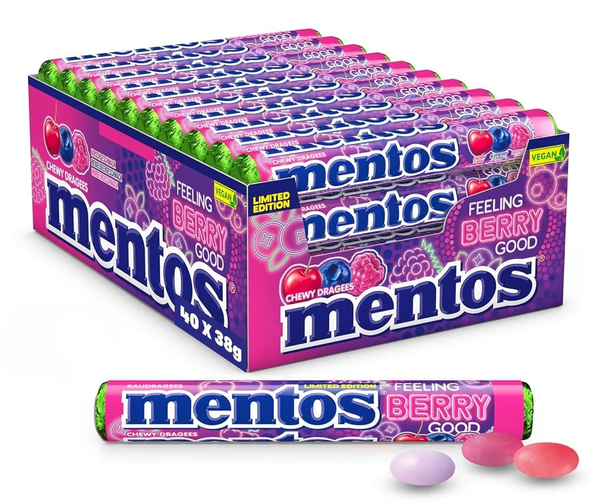 🍬 40 Rollen Mentos Feeling Berry Good Limited Edition Kaubonbons 1,5 kg ‼️ für 14,78€ (statt 28€) 🍬 40 Rollen Mentos Feeling Berry Good Limited Edition Kaubonbons 1,5 kg ‼️ für 14,78€ (statt 28€)