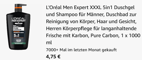 🚿 L'Oréal Men Expert Pure Carbon XXXL Duschgel 1 Liter ab 4,75€ (statt 7€) 🚿 LOréal Men Expert Pure Carbon XXXL Duschgel 1 Liter ab 4,75€ (statt 7€)