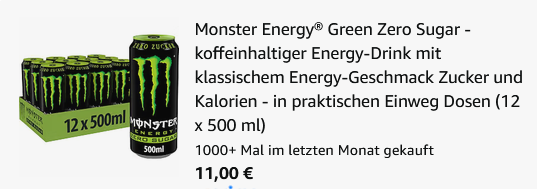 👹 Monster Energy Zero Sugar - 12 x 500ml ab 11€ (statt 16€) 👹 Monster Energy Zero Sugar 12 x 500ml ab 11€ (statt 16€)