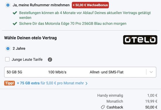 🤯 KRASS 🔥 Motorola Edge 70 Pro + Moto Watch nur 1€ + Vodafone Allnet 50GB 19,99€ mtl. + 100€ Bonus