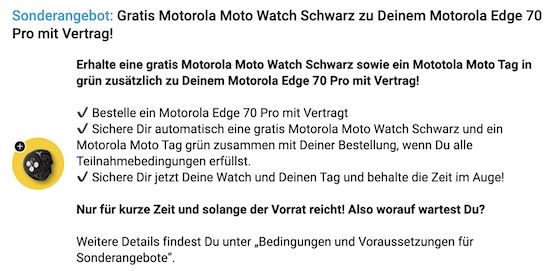 🤯 KRASS 🔥 Motorola Edge 70 Pro + Moto Watch nur 1€ + Vodafone Allnet 50GB 19,99€ mtl. + 100€ Bonus