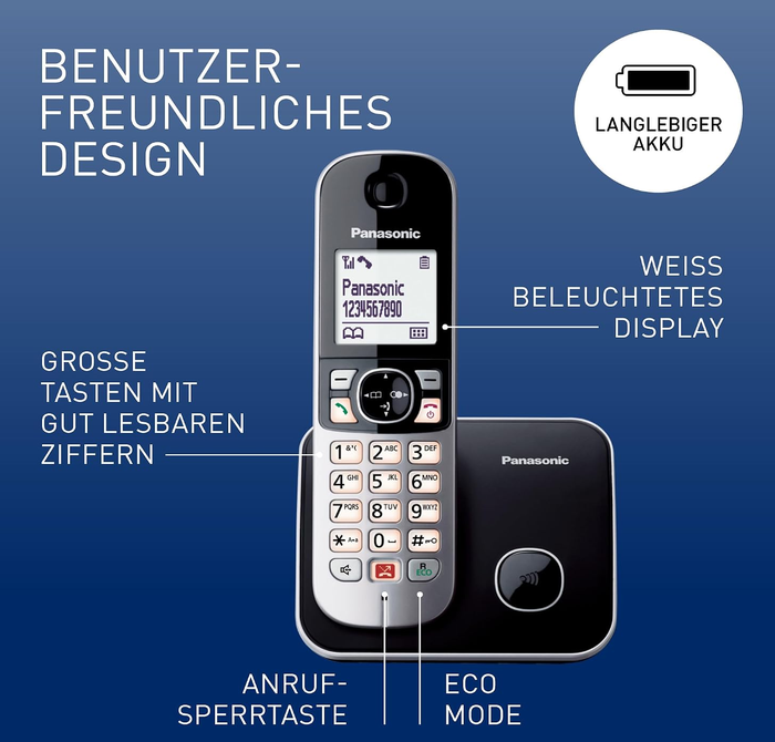 📞☎️ Panasonic KX TG6851GB DECT Schnurlostelefon für 27,99€ (statt 45€)
