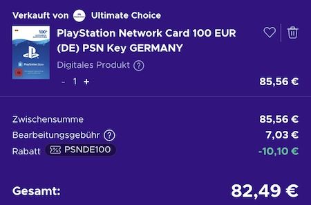 😍 Perfekt für GTA VI Ultimate 🎮 100€ Playstation Network (PSN) Guthabenkarte für 82,49€ 😍 Perfekt für GTA VI Ultimate 🎮 100€ Playstation Network (PSN) Guthabenkarte für 82,49€