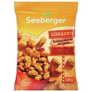 🥜 4 x 150g Seeberger Gebrannte Erdnusskerne mit Sesam ab 6,44€ (statt 11€)