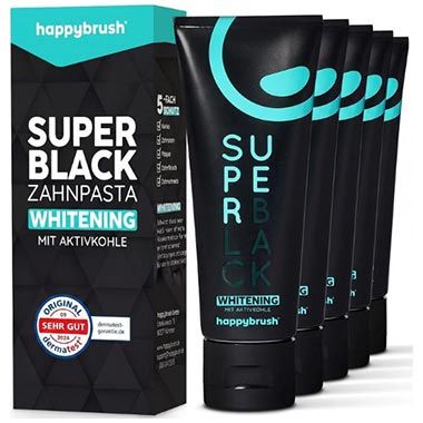 🪥 5er Pack happybrush SuperBlack Aktivkohle Zahnpasta ab 15,25€ (statt 23€)
