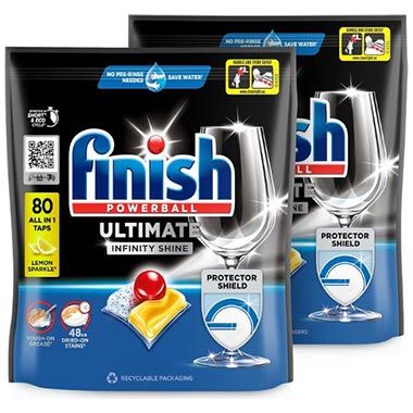 🧼 2 x 80er Pack Finish Ultimate Infinity Shine Spülmaschinentabs für 27€ (statt 34€)