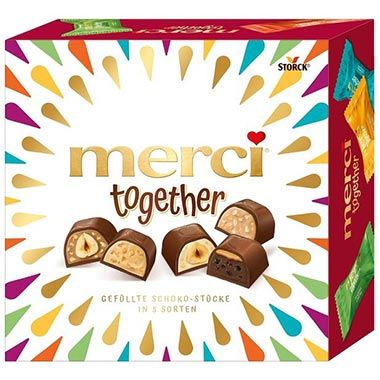 🍫 4 x merci together Pralinen in 5 Sorten für 8,85€ (statt 12€)