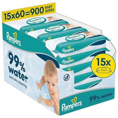 🧻 900er Pack Pampers 99% Water Baby-Feuchttücher ab 17,66€ (statt 28€)