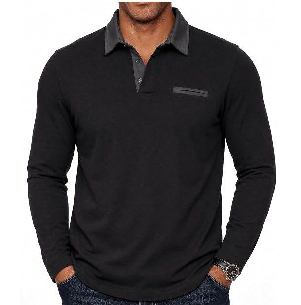 👕 GLESTORE Langarm Poloshirt mit Kontrastkragen für 14,99€ (statt 30€) – in 3 Farben