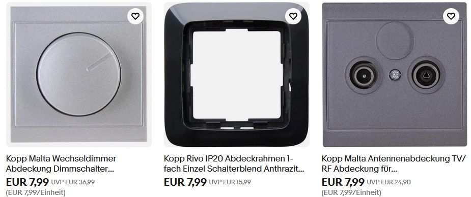 💡⚡ 5 Kopp Artikel zum Preis von 9,59€ z.B. Antennensteckdose, Lichtschalter, Abdeckrahmen uvm 💡⚡ 5 Kopp Artikel zum Preis von 9,59€ z.B. Antennensteckdose, Lichtschalter, Abdeckrahmen uvm