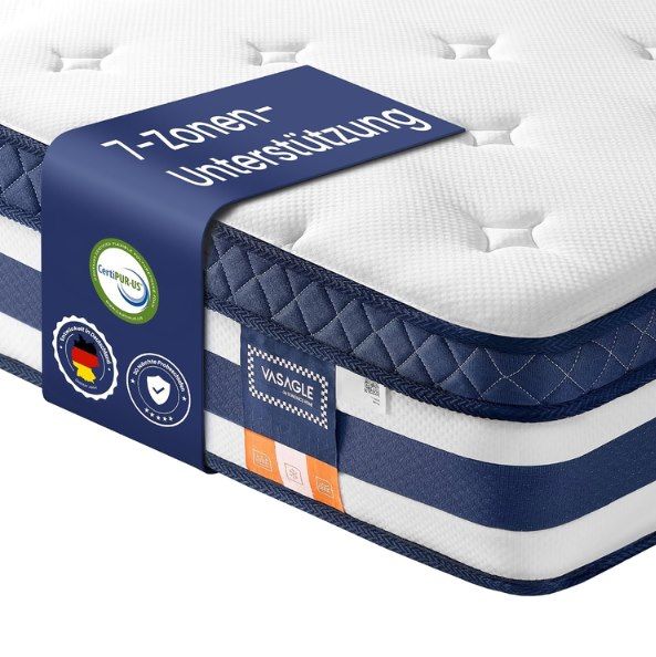💤 VASAGLE 7 Zone Matratze H3 90 x 200 cm aus Gel-Memory-Schaumstoff für 71,99€ (statt 100€)