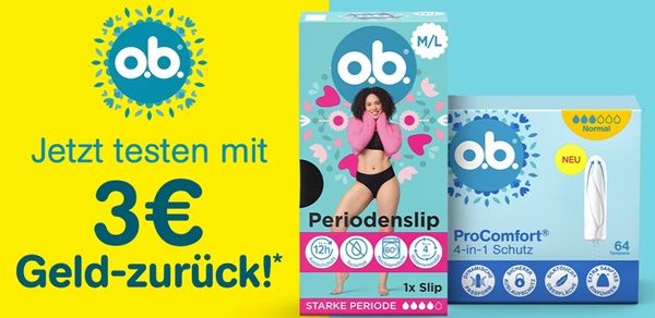 👩  dm: Ein o.b. Produkt gratis ausprobieren