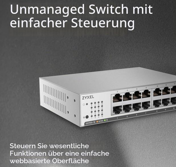 🖥️ Zyxel GS1100-16 Netzwerk Unmanaged 16-Port Gigabit Switch für 47,61€ (statt 55€) 🖥️ Zyxel GS1100 16 Netzwerk Unmanaged 16 Port Gigabit Switch für 47,61€ (statt 55€)