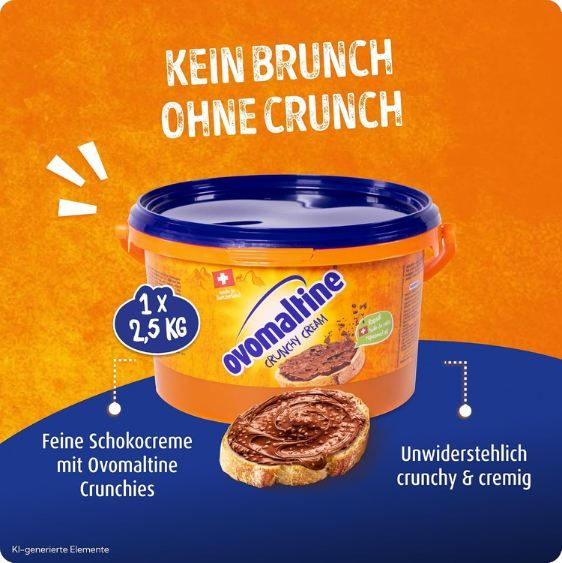 🍫 2,5kg! Ovomaltine Crunchy Cream Brotaufstrich ohne Palmöl ab 20,97€ (statt 29€)