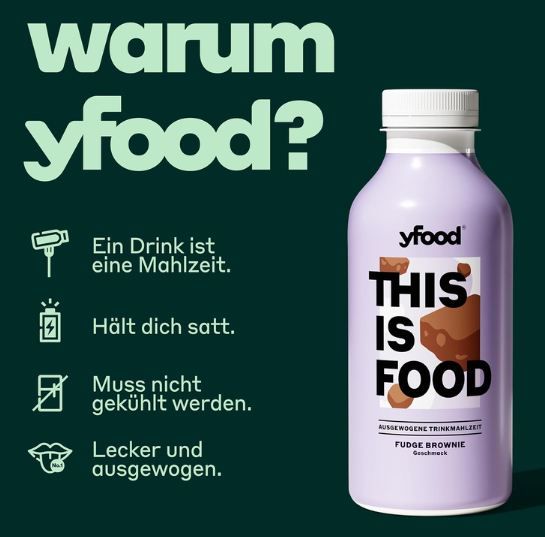 🥛 12er Pack yfood Fudge Brownie Trinkmahlzeit, je 500ml ab 36,63€ (statt 48€)