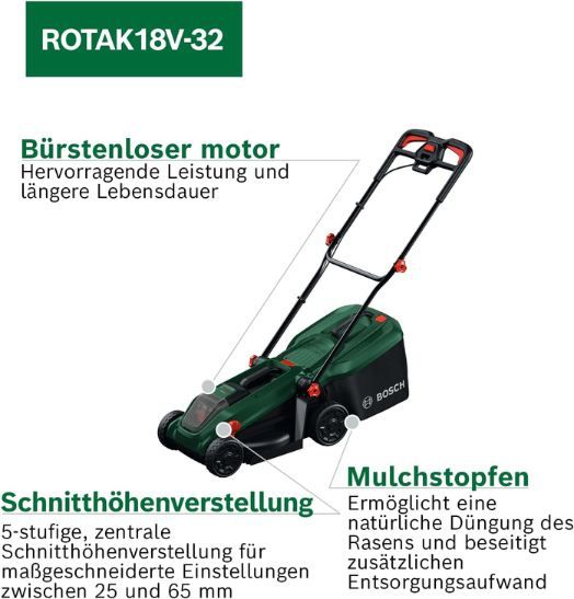🏡 Bosch ROTAK18V 32 Akku Rasenmäher für 109€ (statt 139€)
