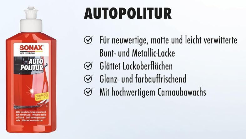 🚗 Sonax AutoPolitur für Bunt- & Metalliclacke, 250ml für 5,99€ (statt 11€) 🚗 Sonax AutoPolitur für Bunt & Metalliclacke, 250ml für 5,99€ (statt 11€)