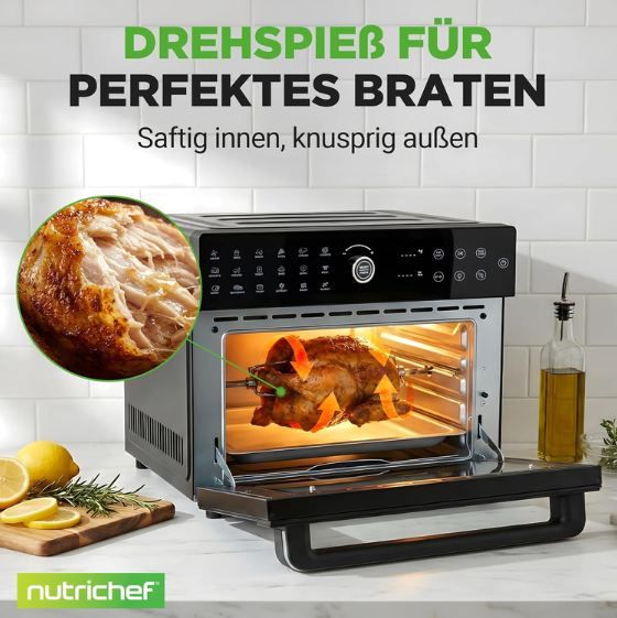 🍗 NutriChef XXL Heißluftfritteuse mit Drehspieß, 30L für 149,59€ (statt 176€) 🍗 NutriChef XXL Heißluftfritteuse mit Drehspieß, 30L für 149,59€ (statt 176€)