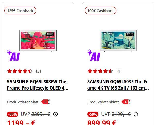 📺 Media Markt: Samsung Lifestyle Wochen mit Rabatt auf Smart TV + bis 350€ Cashback