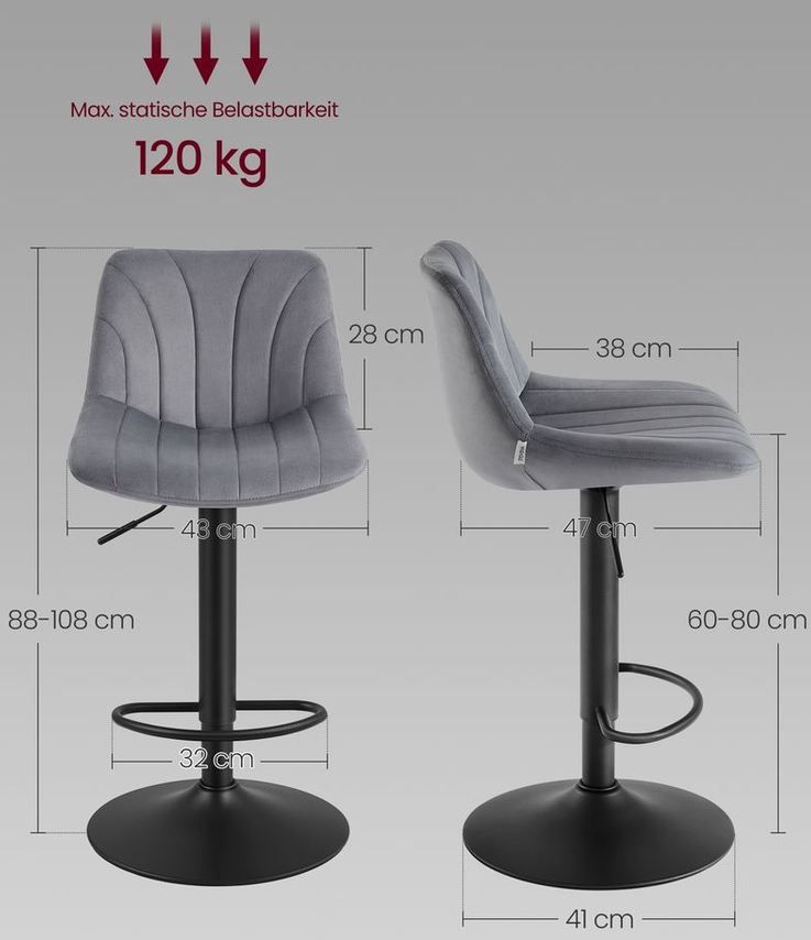 🪑 2er Set VASAGLE Barhocker mit Rückenlehne für 59,99€ (statt 90€)