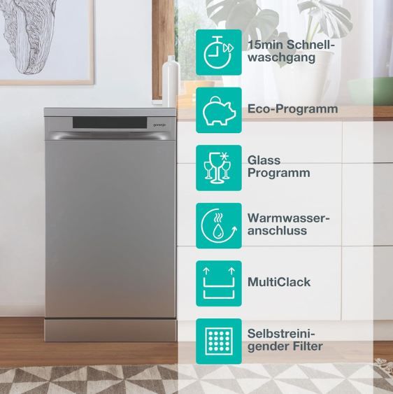 🍽️ Gorenje GS541C10X Geschirrspüler, 10 Maßgedecke, 45cm für 359€ (statt 474€)