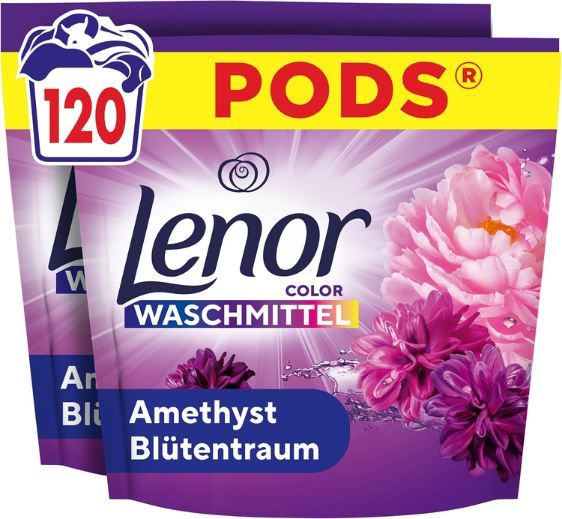 🫧 120er Pack Lenor Pods Amethyst Blütentraum Waschmittel für 24,99€ (statt 35€)