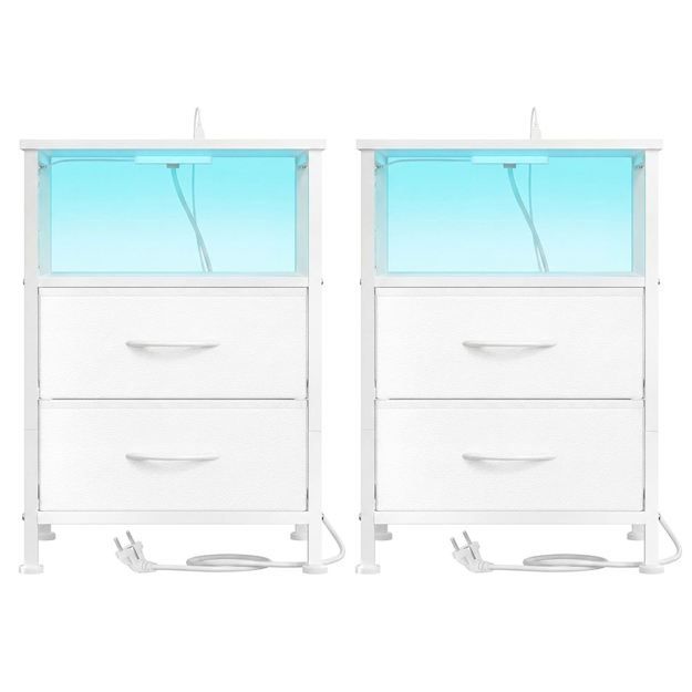 📚🔌 2x SONGMICS Nachttisch mit Steckdose & LED für 44,99€ (statt 65€)